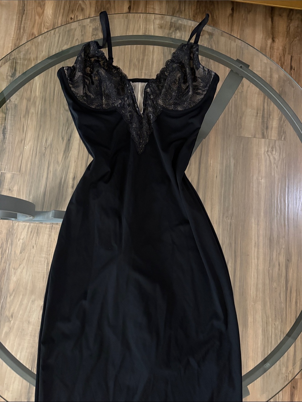 Black Lace-Trim Midi Slip Dress